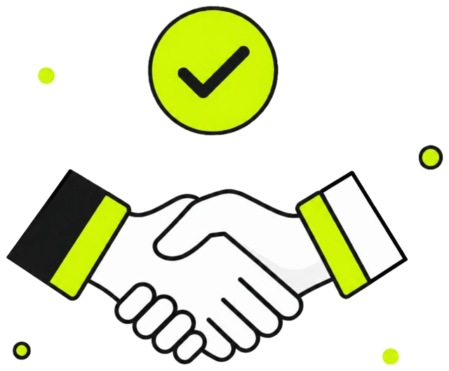 Illustration of two hands shaking beneath a lime tick
